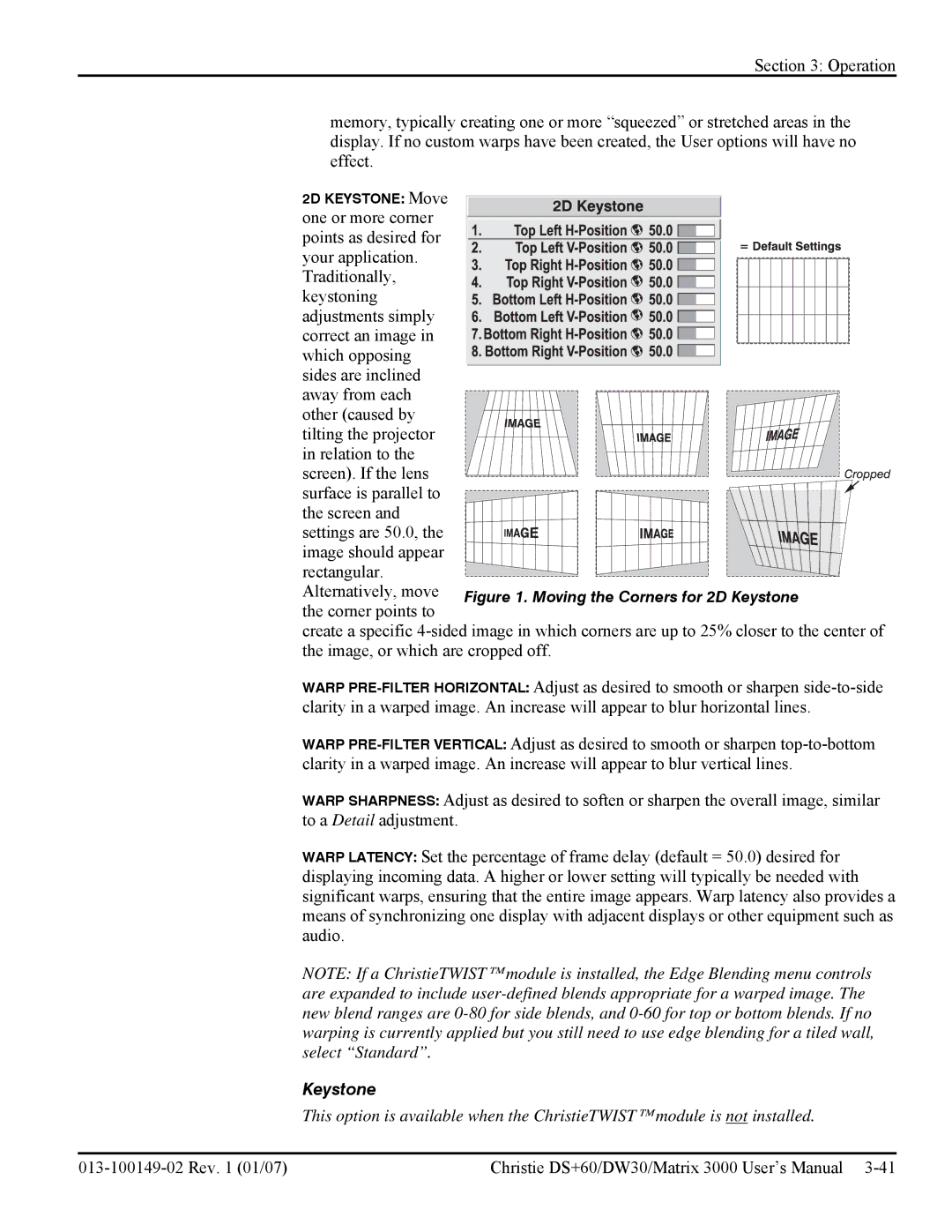 Texas Instruments MATRIX 3000, DW30 user manual Keystone 