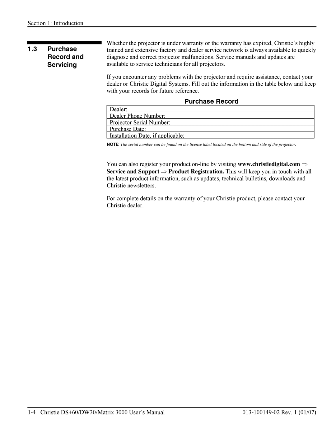 Texas Instruments DW30, MATRIX 3000 user manual Purchase Record and Servicing 