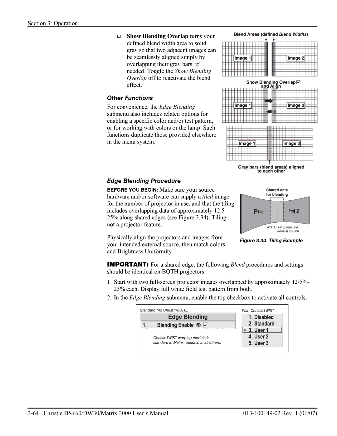 Texas Instruments DW30, MATRIX 3000 user manual Other Functions, Edge Blending Procedure 