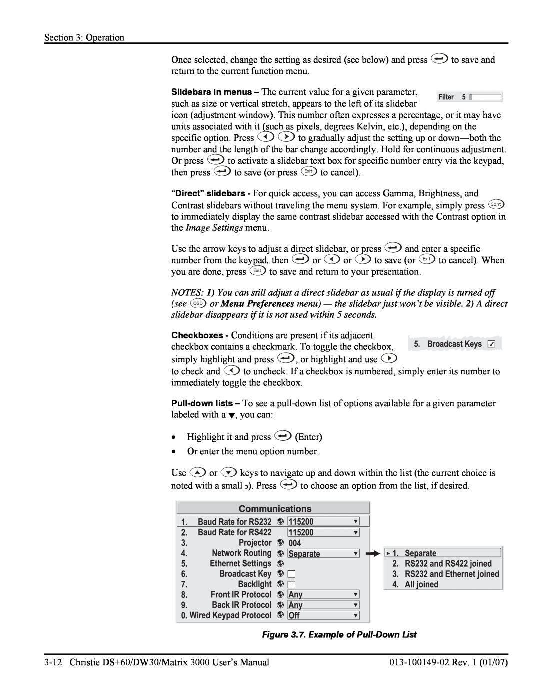 Texas Instruments DW30, MATRIX 3000 user manual 7. Example of Pull-Down List 