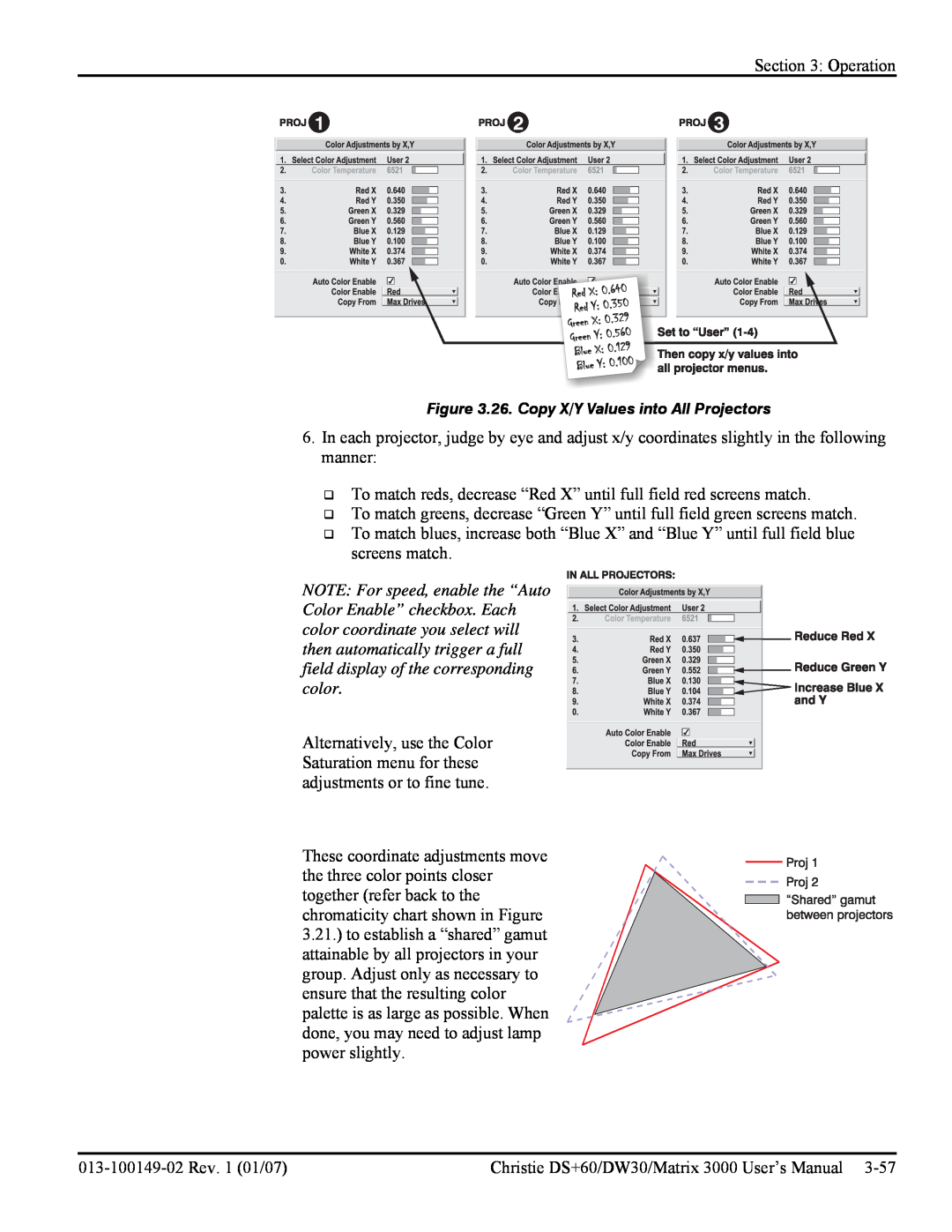 Texas Instruments MATRIX 3000, DW30 user manual 26. Copy X/Y Values into All Projectors 