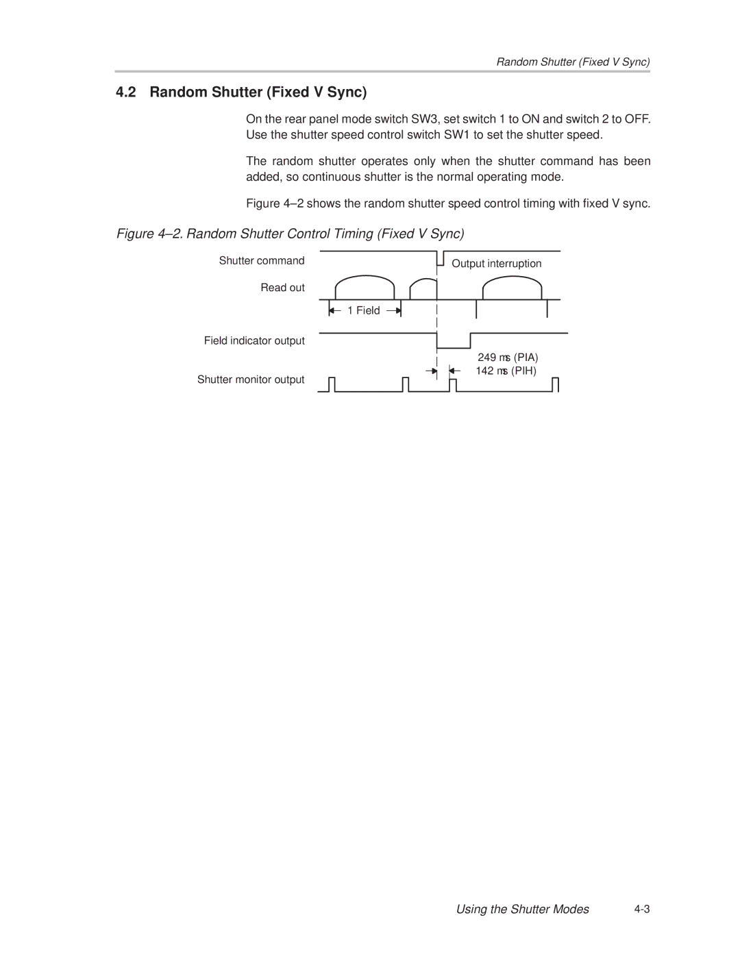 Texas Instruments MC-780PIx manual Random Shutter Fixed V Sync, ±2. Random Shutter Control Timing Fixed V Sync 