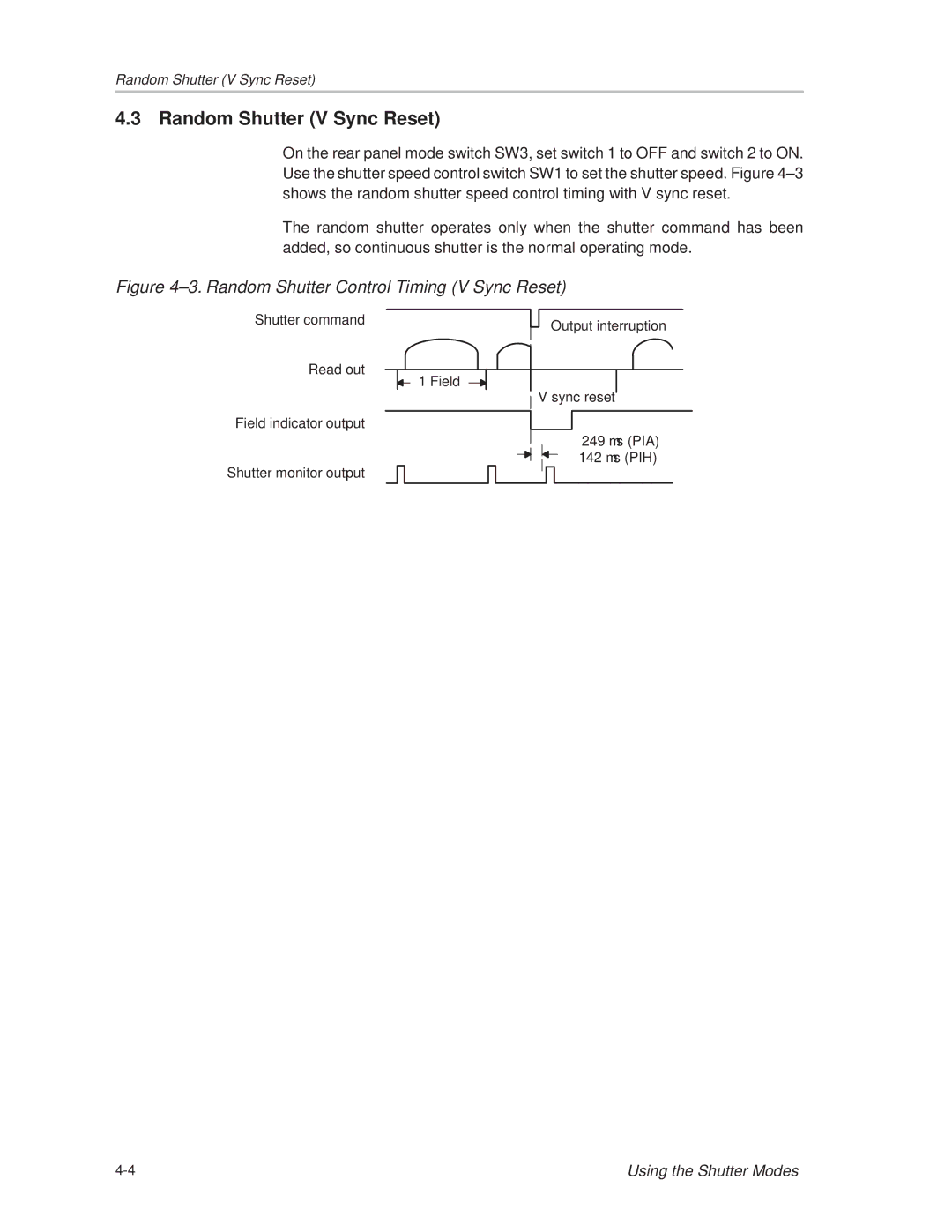 Texas Instruments MC-780PIx manual Random Shutter V Sync Reset, ±3. Random Shutter Control Timing V Sync Reset 