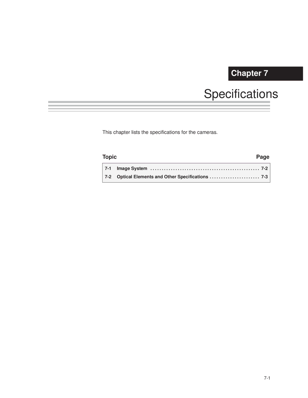 Texas Instruments MC-780PIx manual Image System Optical Elements and Other Specifications 