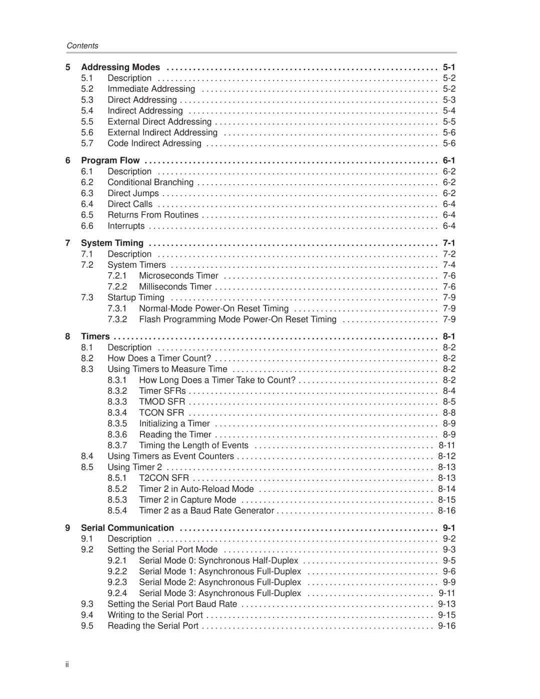 Texas Instruments MSC1210 manual Addressing Modes, System Timing, Serial Communication 