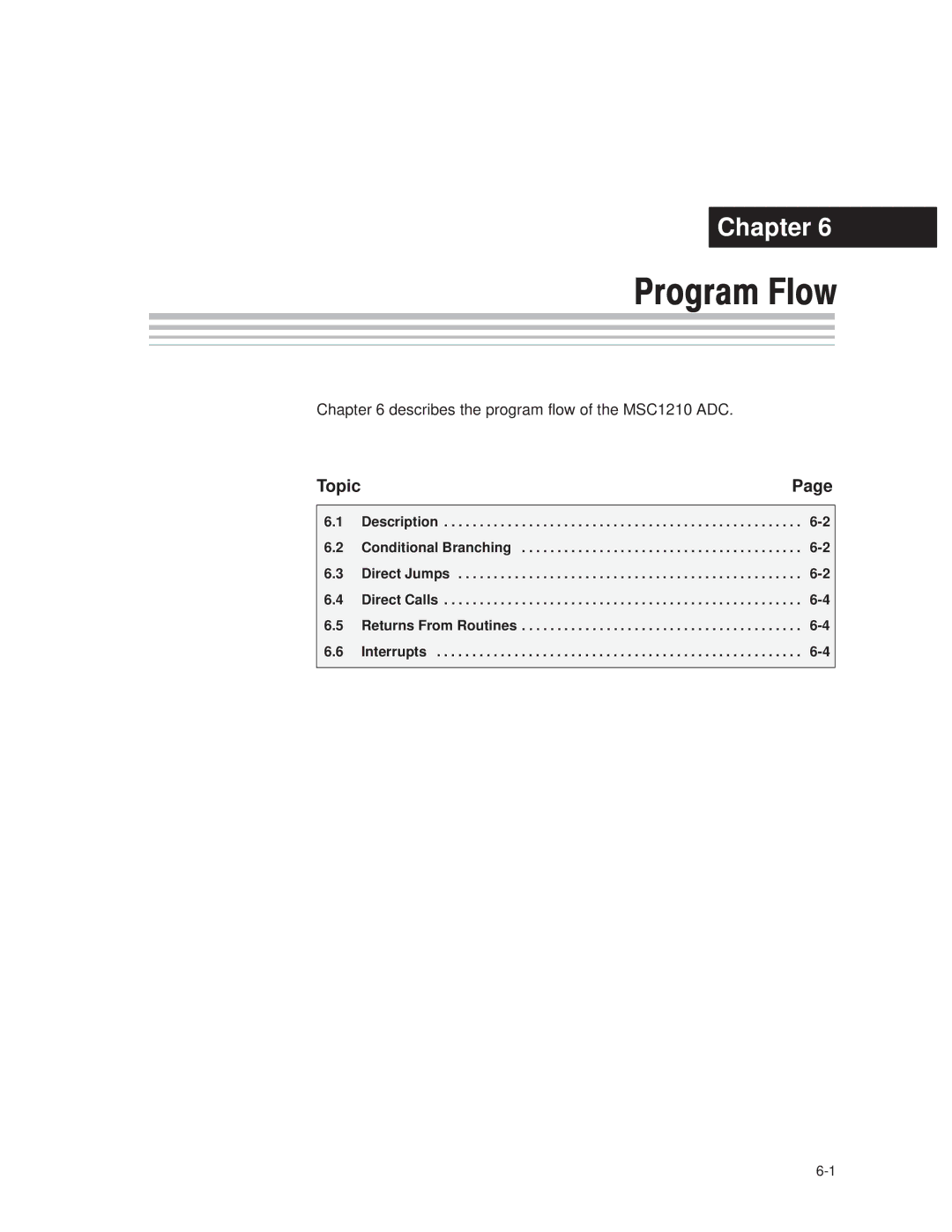 Texas Instruments manual Describes the program flow of the MSC1210 ADC 