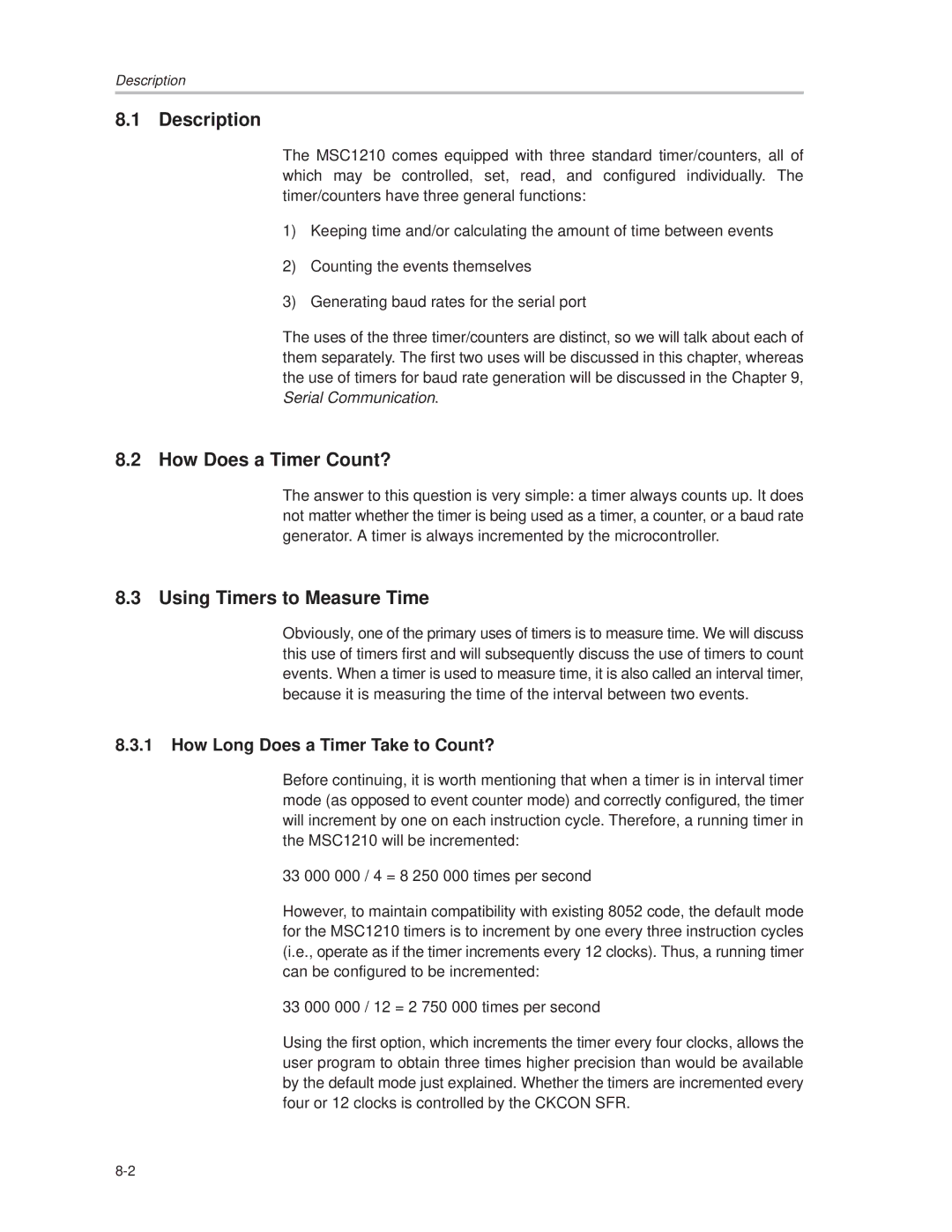 Texas Instruments MSC1210 How Does a Timer Count?, Using Timers to Measure Time, How Long Does a Timer Take to Count? 