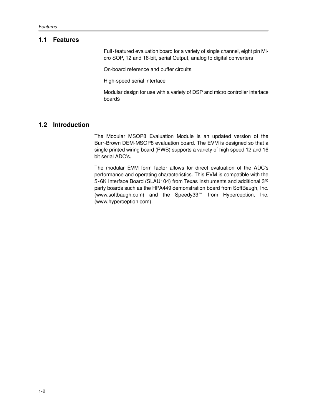 Texas Instruments MSOP8 manual Features, Introduction 