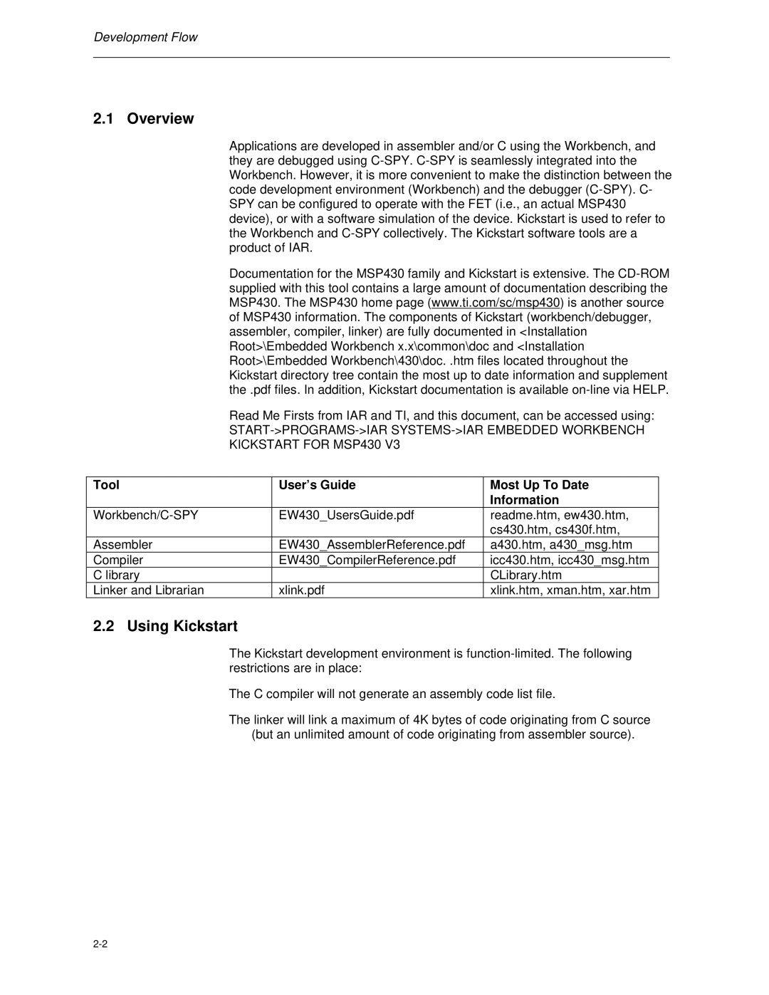 Texas Instruments MSP-FET430 manual Overview, Using Kickstart 