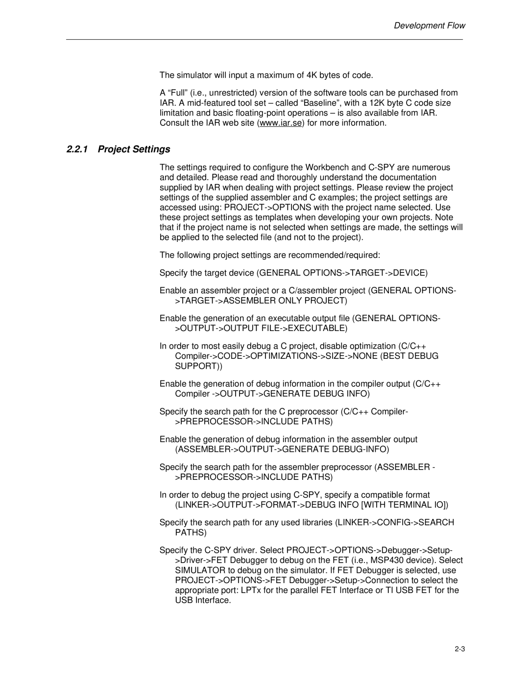 Texas Instruments MSP-FET430 manual Project Settings, Output-Output File-Executable 