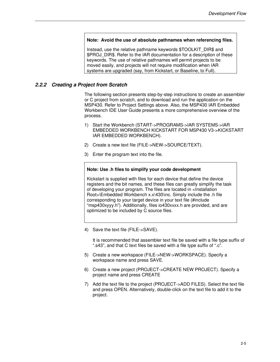 Texas Instruments MSP-FET430 manual Creating a Project from Scratch 