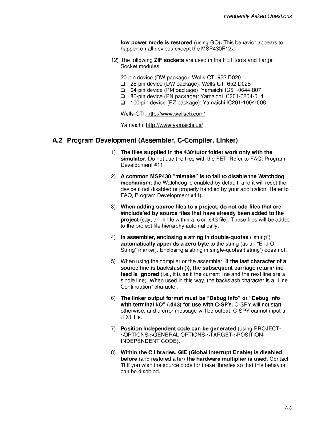 Texas Instruments MSP-FET430 manual Program Development Assembler, C-Compiler, Linker 