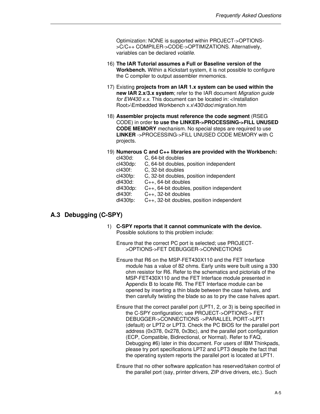 Texas Instruments MSP-FET430 manual Debugging C-SPY, Options-Fet Debugger-Connections 