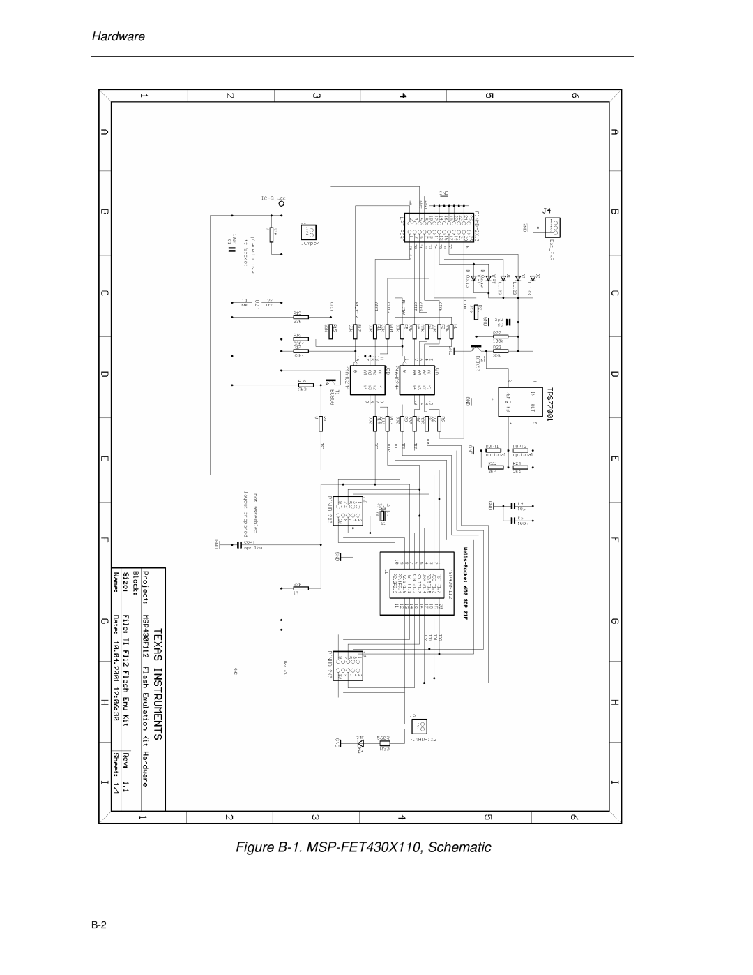 Texas Instruments manual Figure B-1. MSP-FET430X110, Schematic 