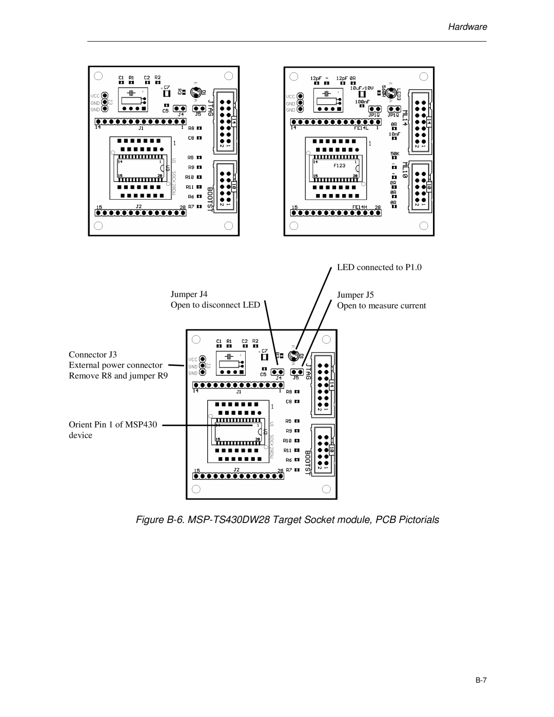 Texas Instruments MSP-FET430 manual LED connected to P1.0 