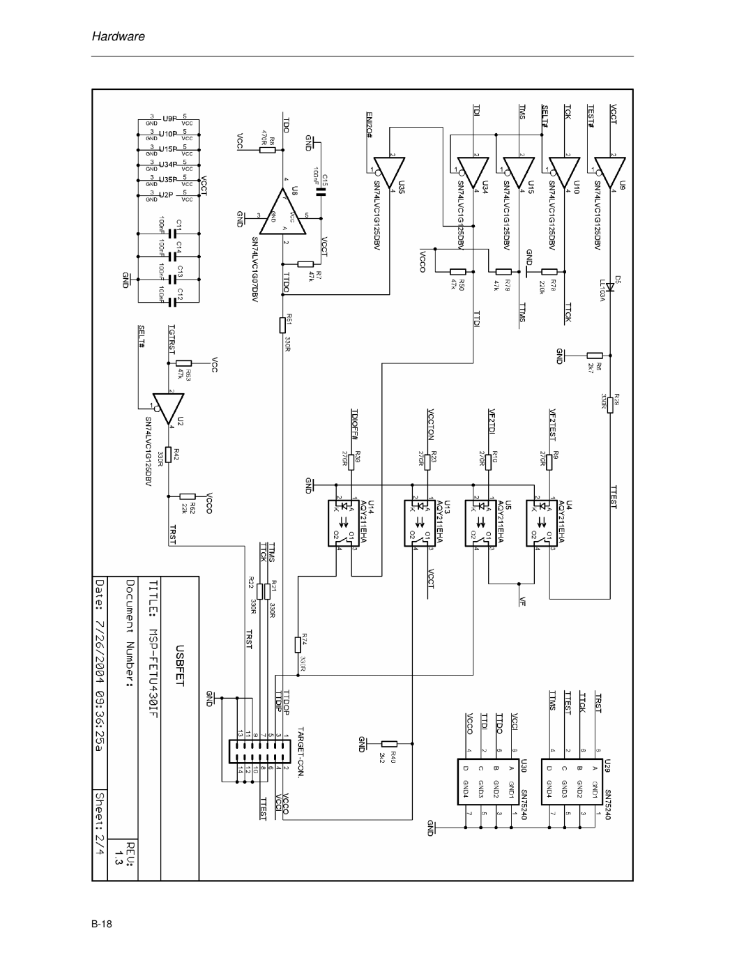 Texas Instruments MSP-FET430 manual Hardware 