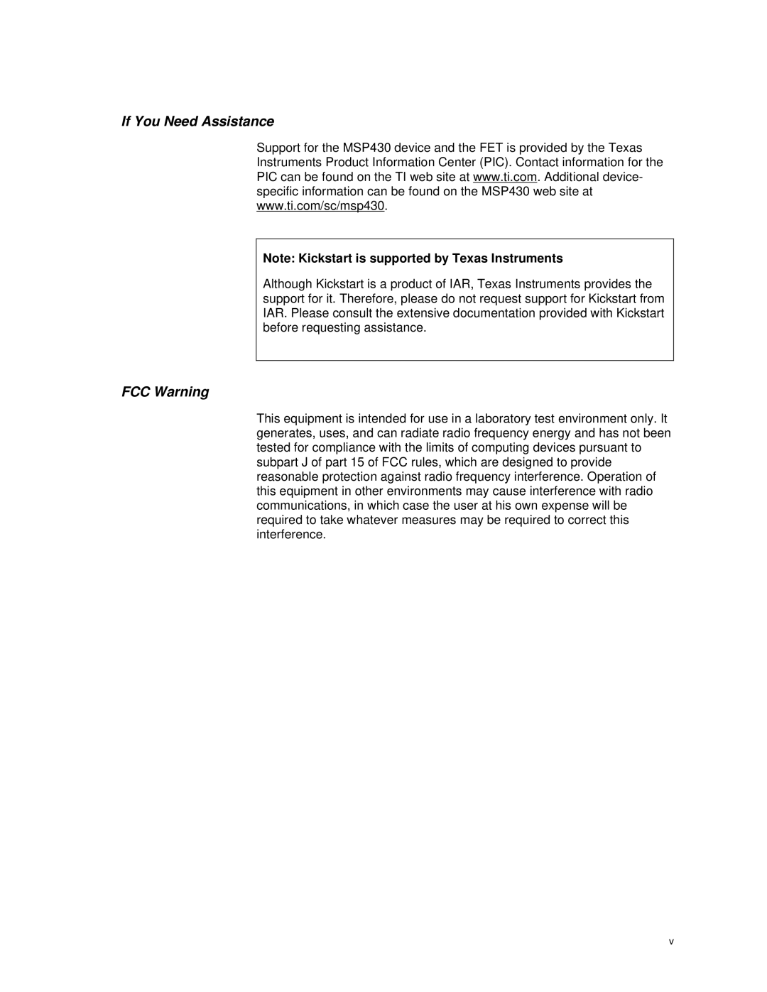 Texas Instruments MSP-FET430 manual If You Need Assistance, FCC Warning 