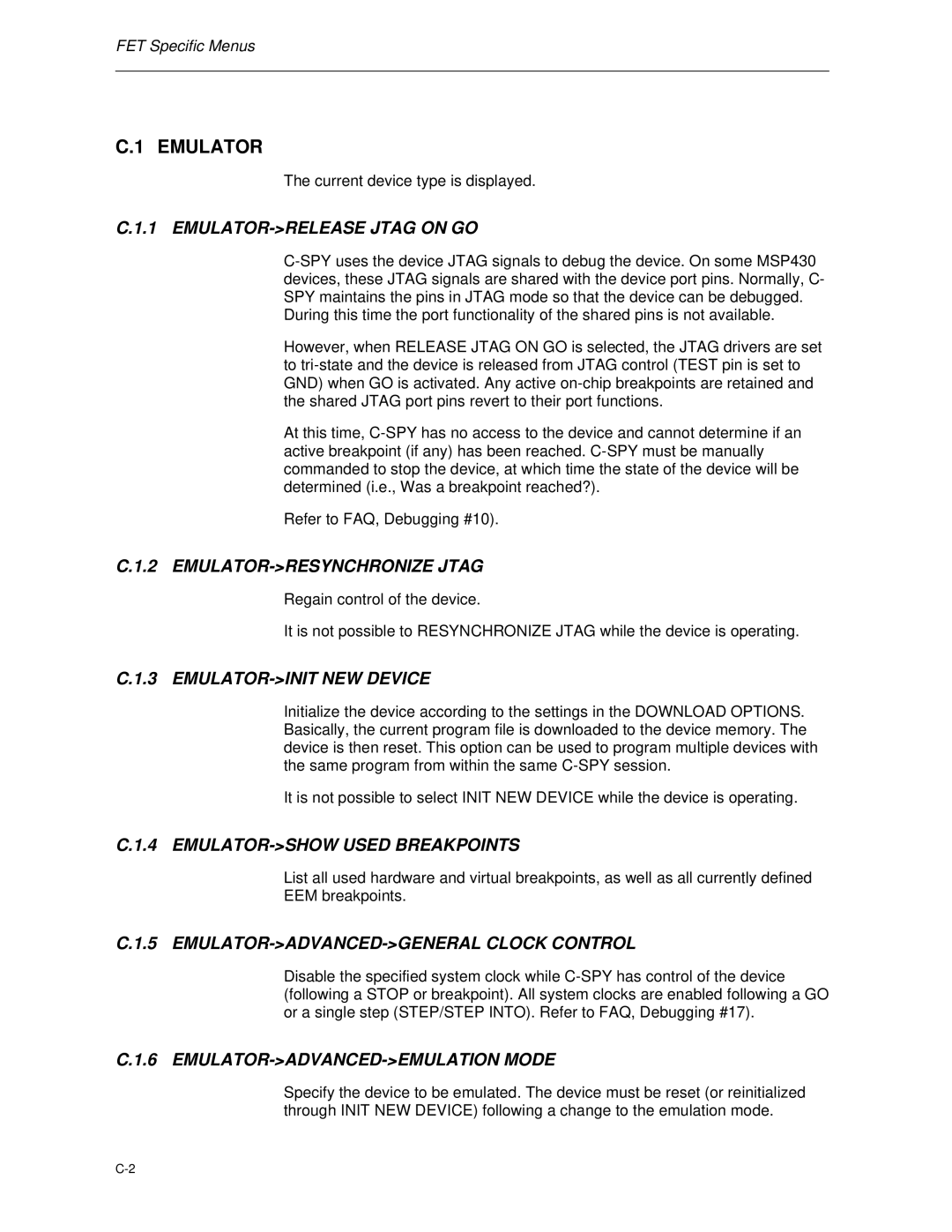 Texas Instruments MSP-FET430 manual Emulator 