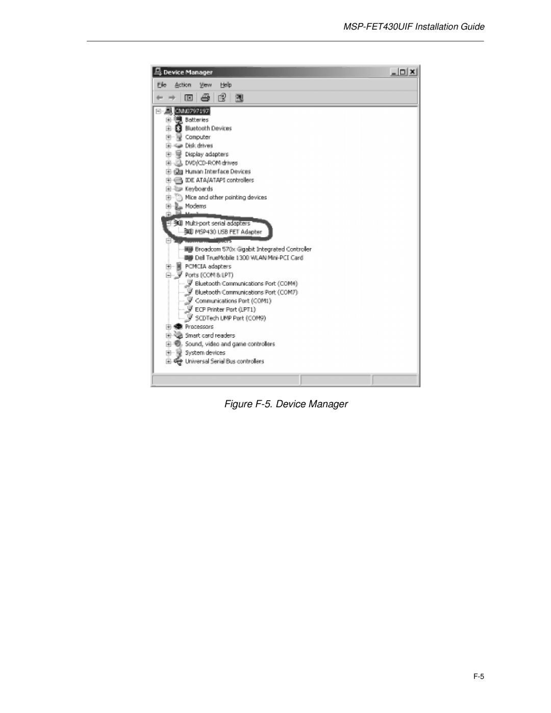 Texas Instruments MSP-FET430 manual Figure F-5. Device Manager 