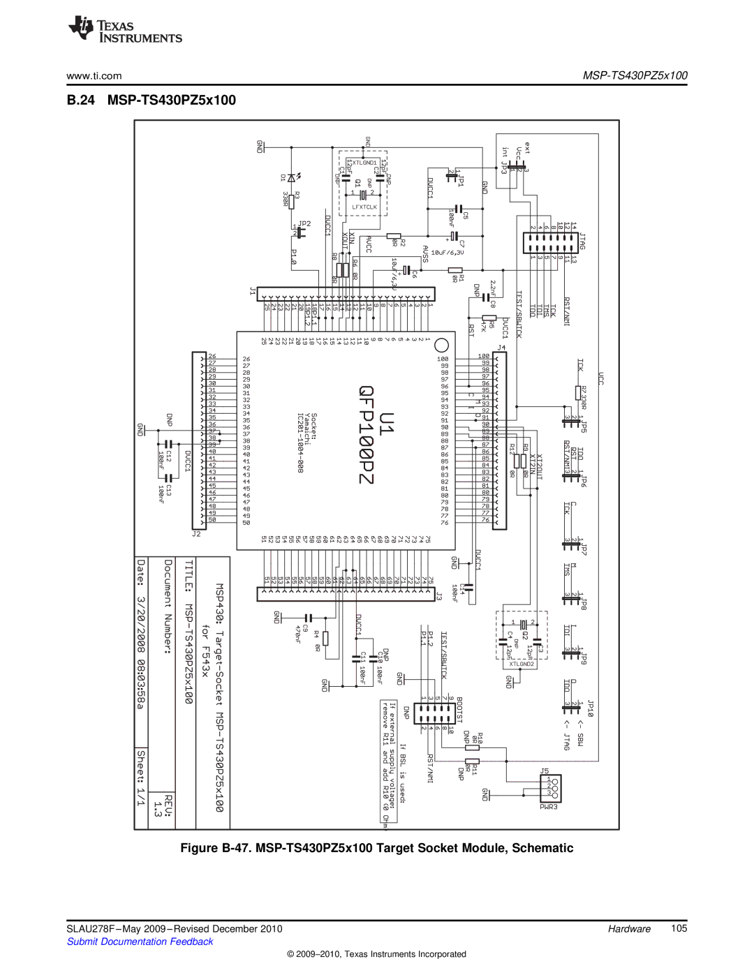 Texas Instruments MSP430 manual MSP-TS430PZ5x100 