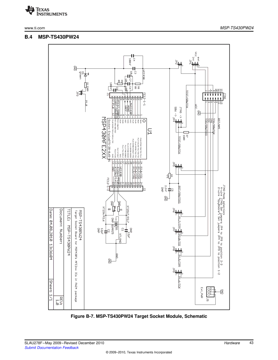 Texas Instruments MSP430 manual MSP-TS430PW24 