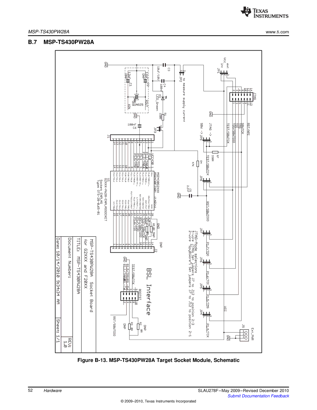 Texas Instruments MSP430 manual MSP-TS430PW28A 