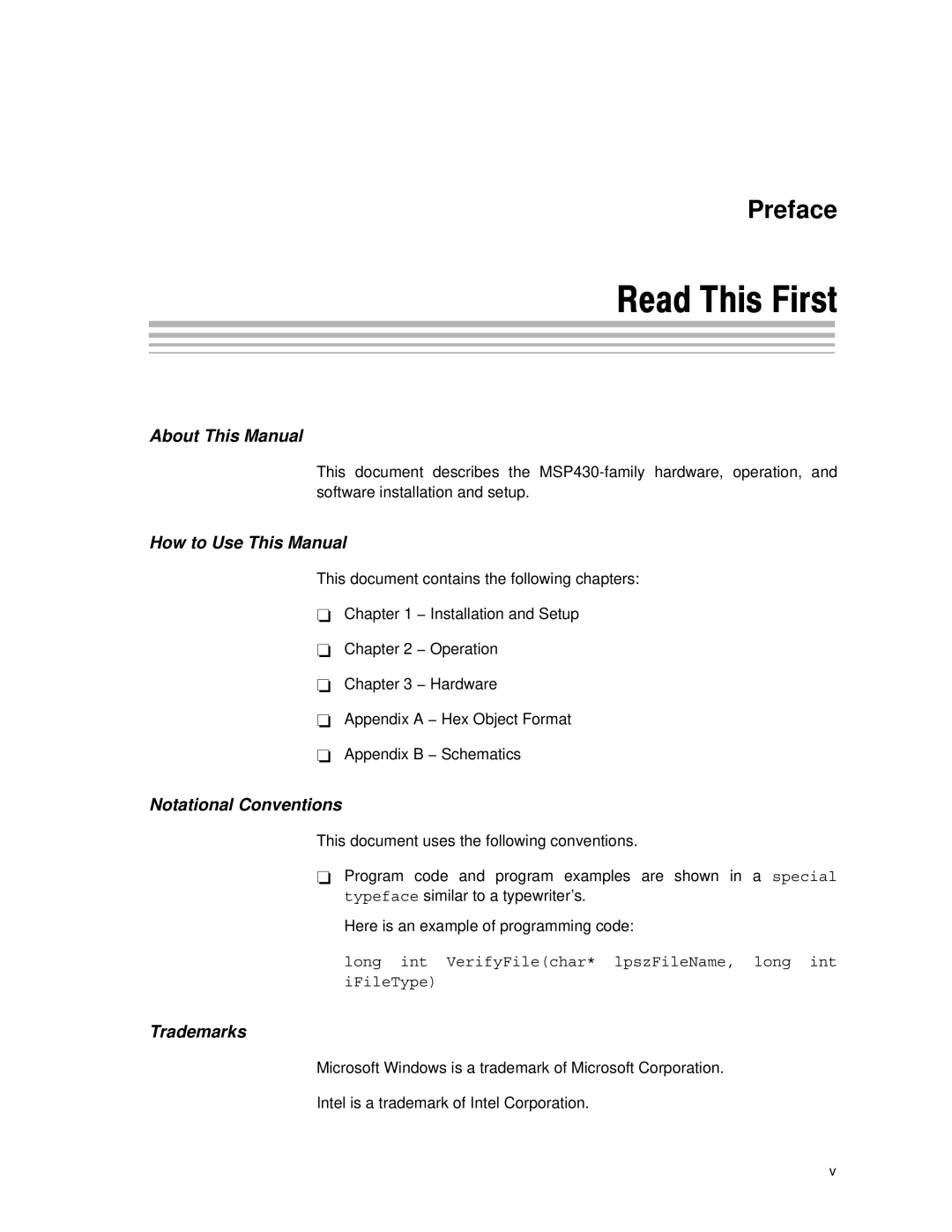 Texas Instruments MSP430 manual Read This First, About This Manual 