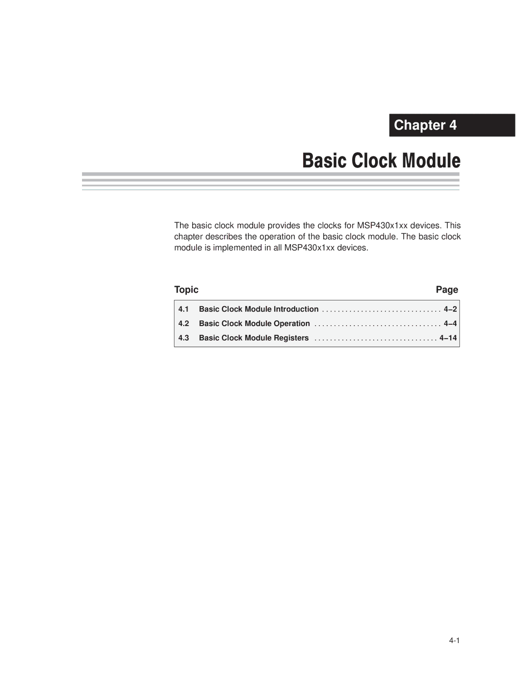 Texas Instruments MSP430x1xx manual Chapter 