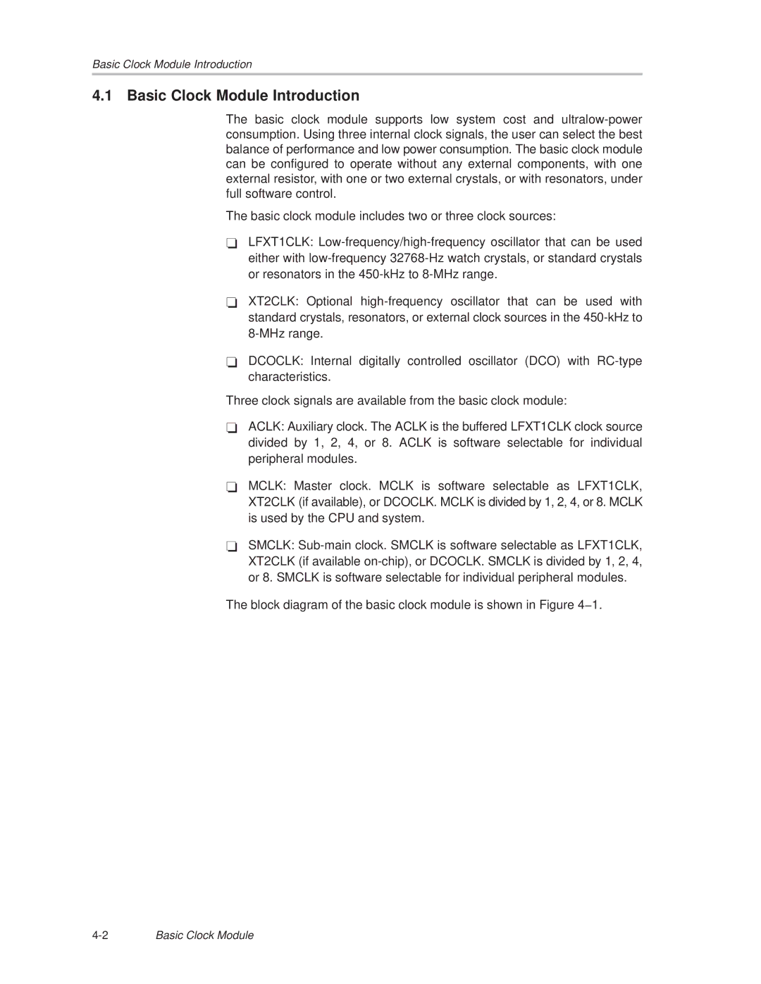Texas Instruments MSP430x1xx manual Basic Clock Module Introduction 