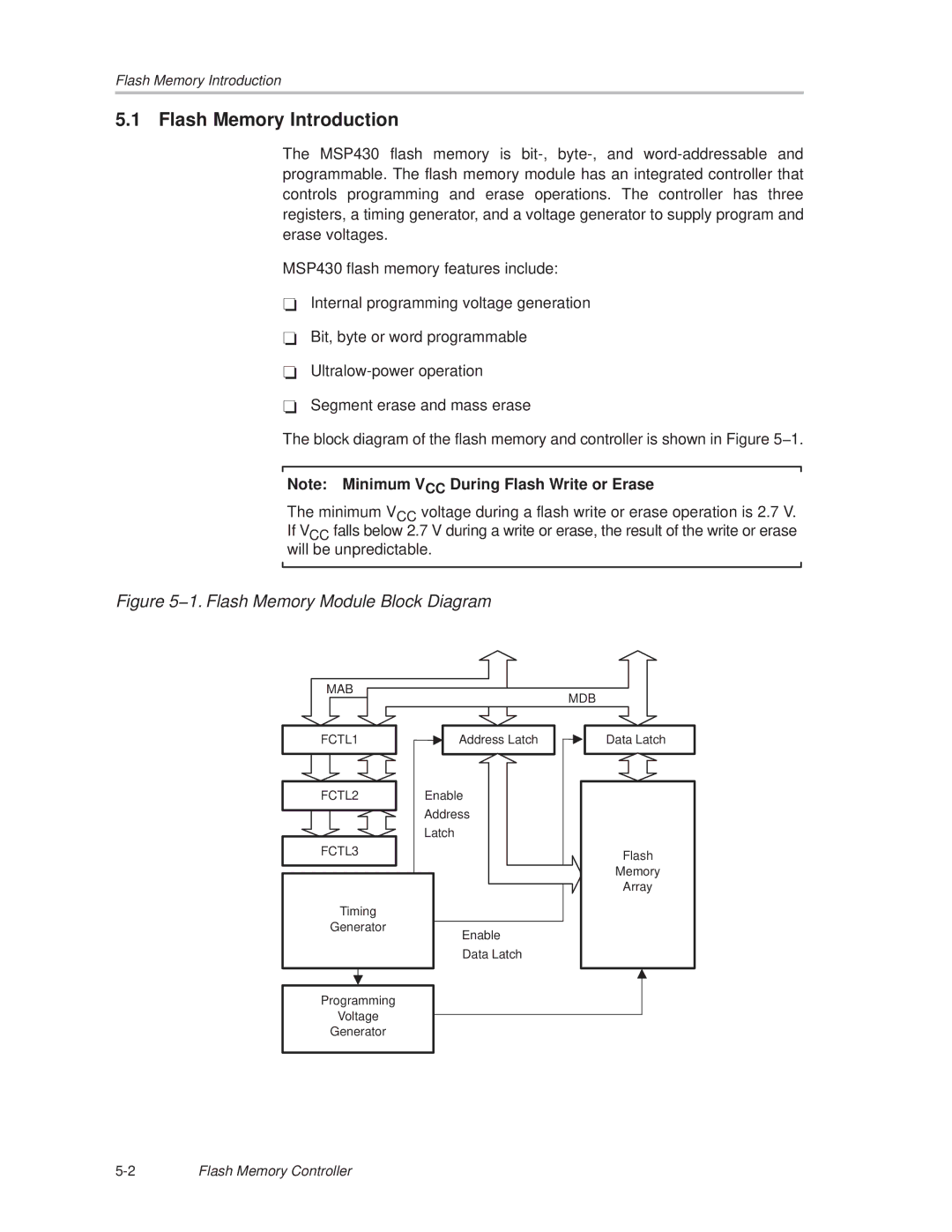 Texas Instruments MSP430x1xx manual Flash Memory Introduction, 1. Flash Memory Module Block Diagram 