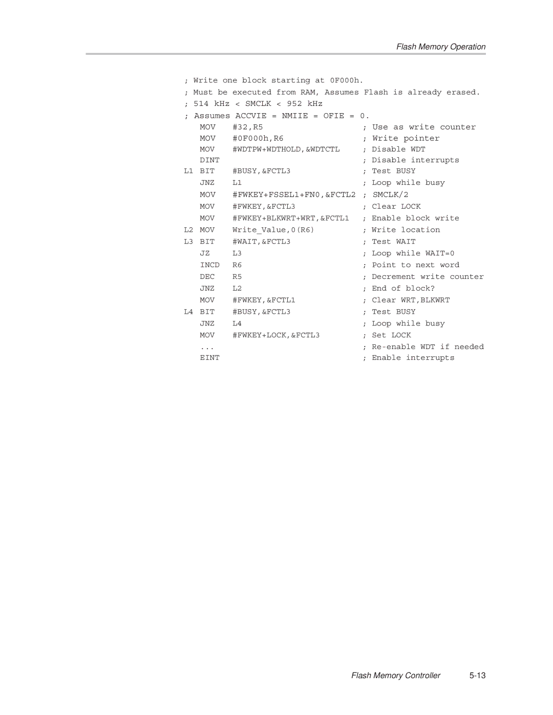 Texas Instruments MSP430x1xx manual KHz Smclk 952 kHz Assumes Accvie = Nmiie = Ofie = 