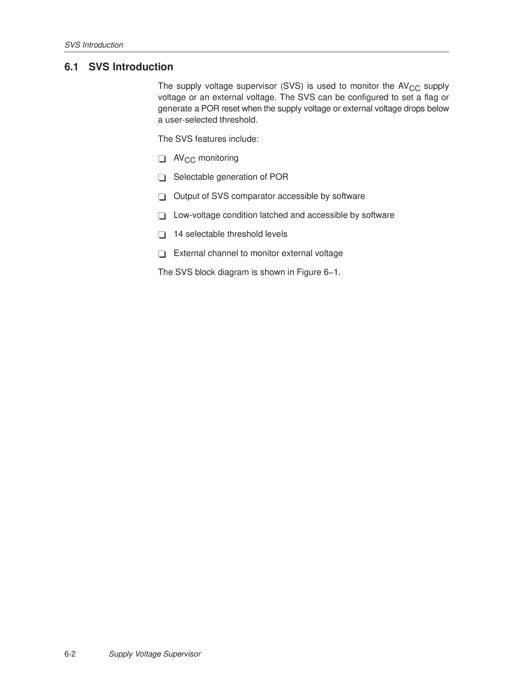 Texas Instruments MSP430x1xx manual SVS Introduction 