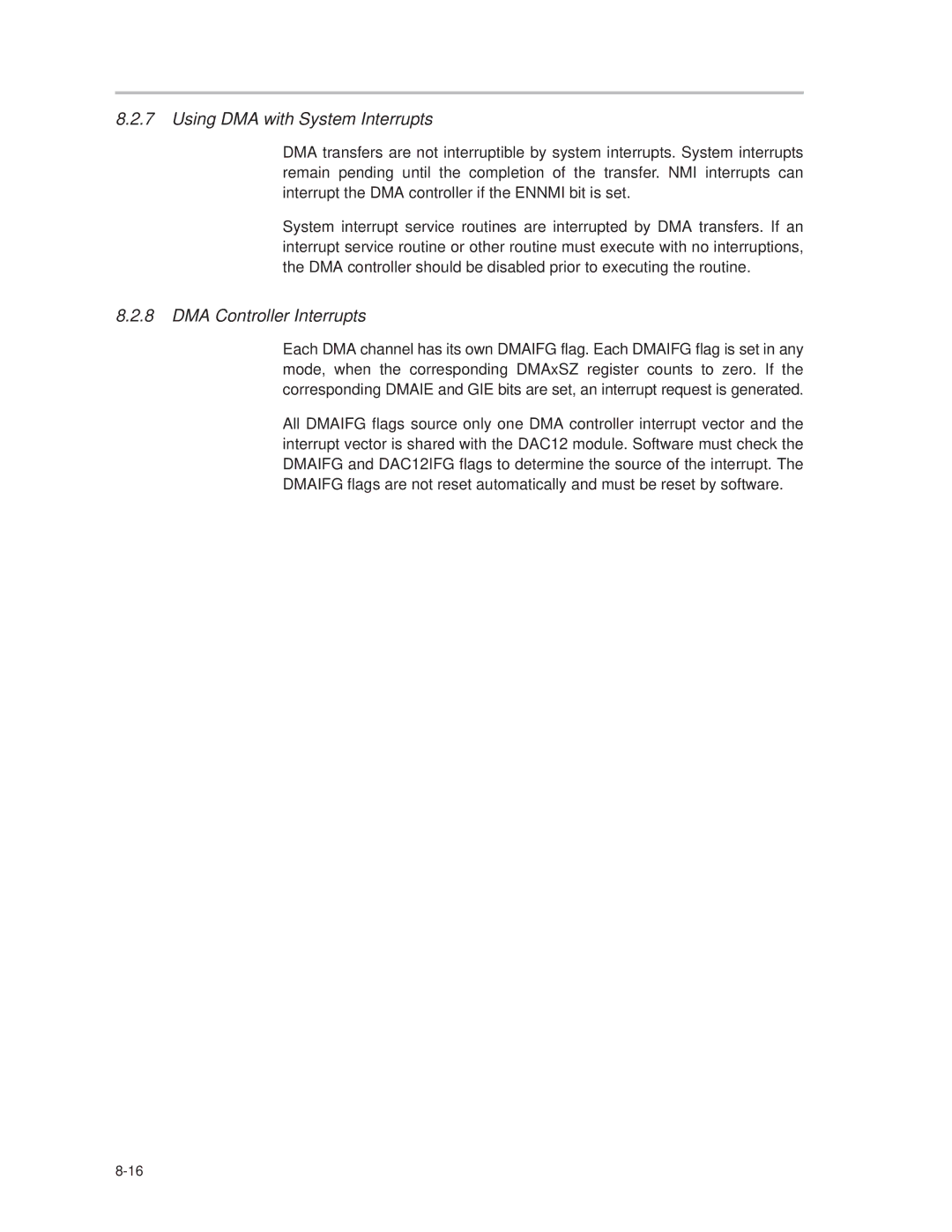 Texas Instruments MSP430x1xx manual Using DMA with System Interrupts, DMA Controller Interrupts 