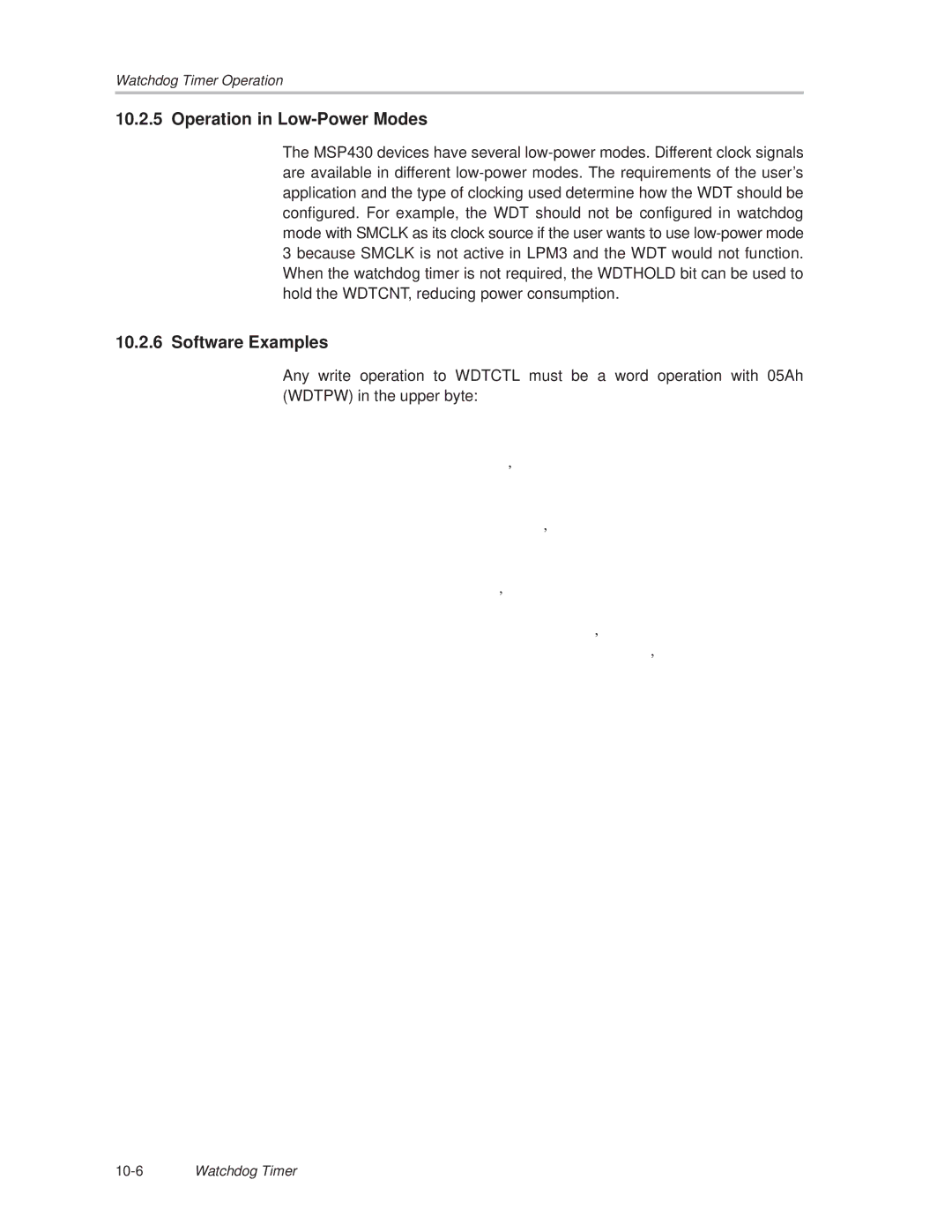 Texas Instruments MSP430x1xx manual Operation in Low-Power Modes, Software Examples 