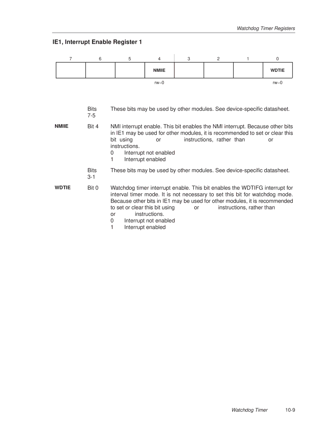 Texas Instruments MSP430x1xx manual Nmiie 