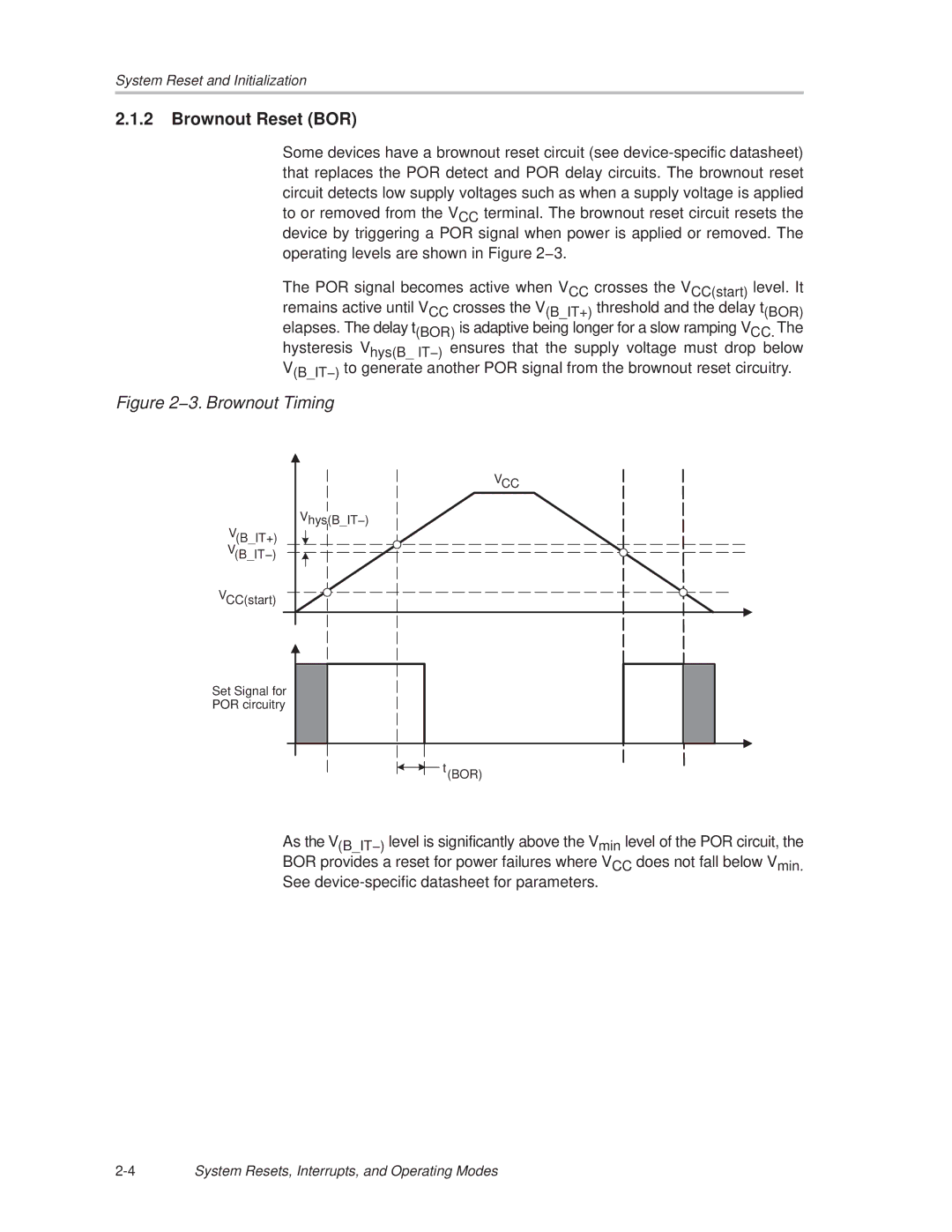 Texas Instruments MSP430x1xx manual Brownout Reset BOR, 3. Brownout Timing 