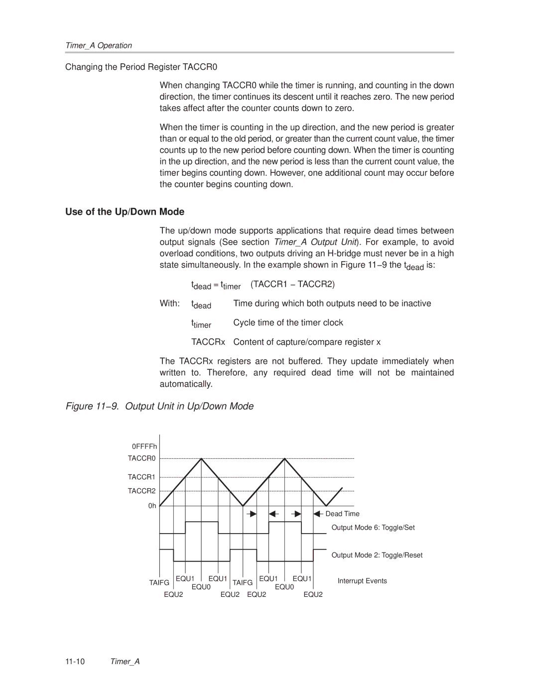 Texas Instruments MSP430x1xx manual Use of the Up/Down Mode, 9. Output Unit in Up/Down Mode 