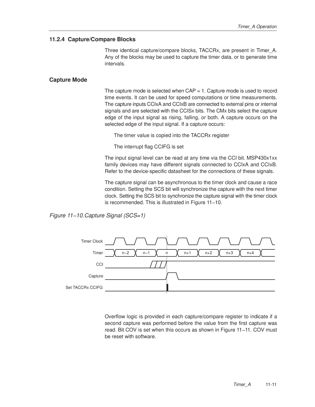 Texas Instruments MSP430x1xx manual Capture/Compare Blocks, Capture Mode 