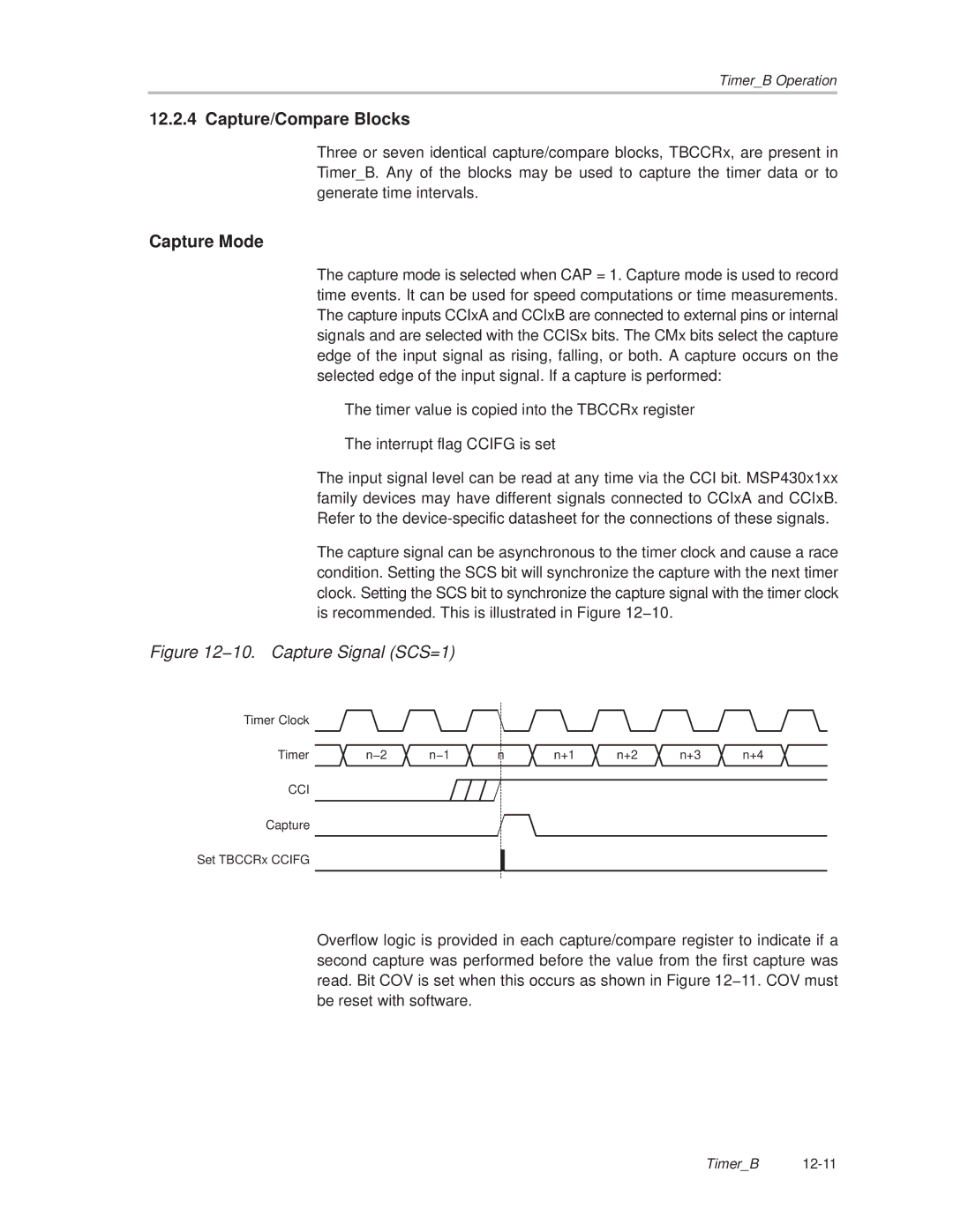 Texas Instruments MSP430x1xx manual 10. Capture Signal SCS=1 