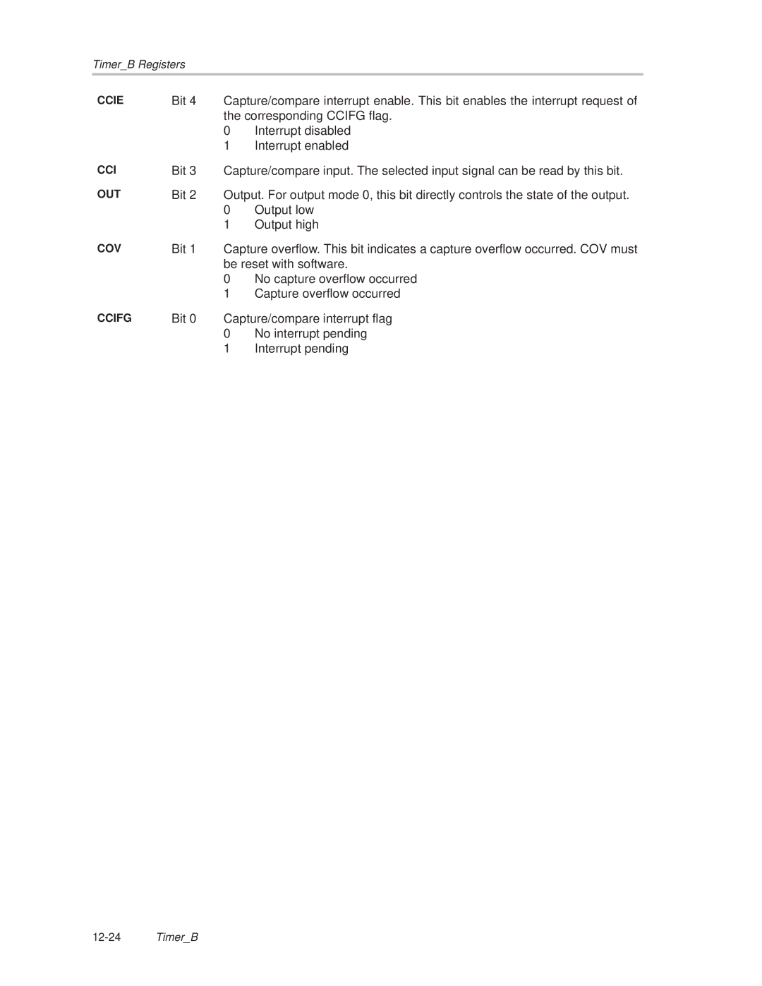 Texas Instruments MSP430x1xx manual 12-24TimerB 