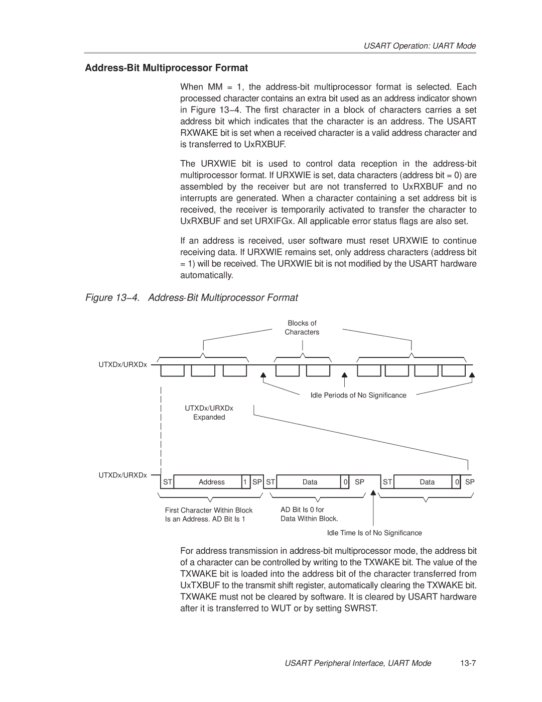 Texas Instruments MSP430x1xx manual Address-Bit Multiprocessor Format, 4. Address -Bit Multiprocessor Format 