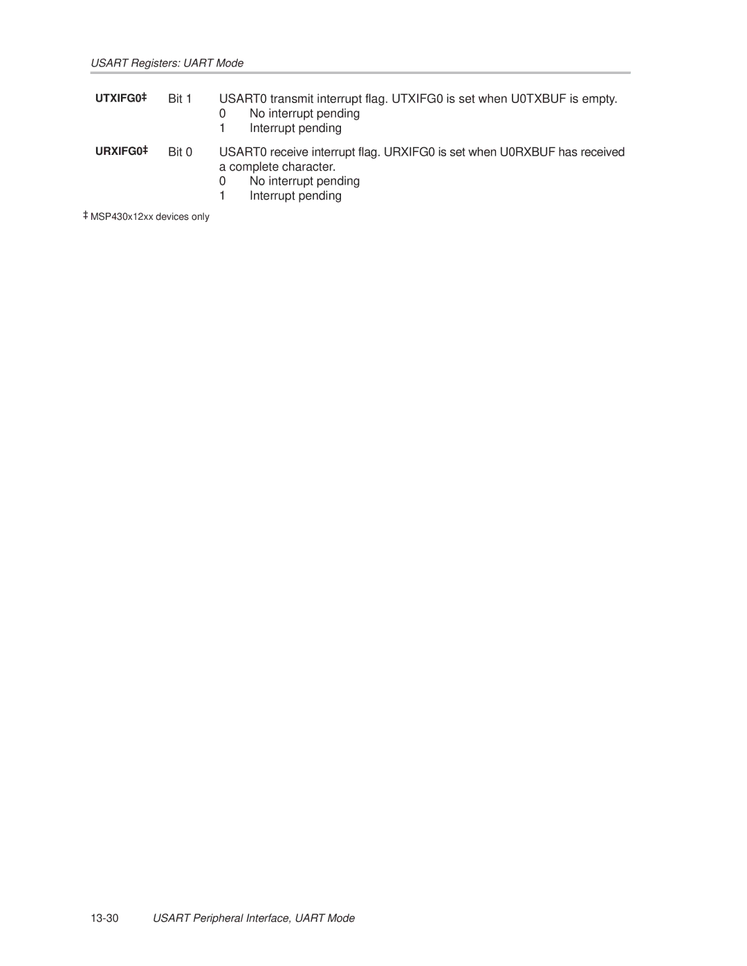 Texas Instruments MSP430x1xx manual UTXIFG0 ‡ 