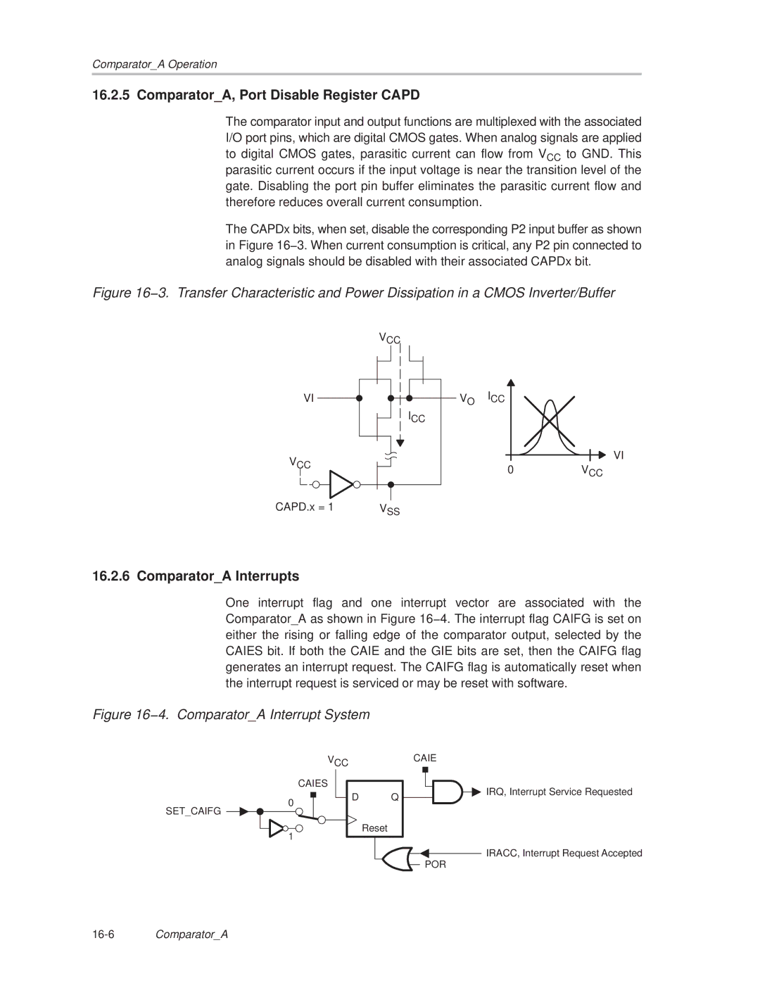 Texas Instruments MSP430x1xx manual ComparatorA, Port Disable Register Capd, ComparatorA Interrupts 