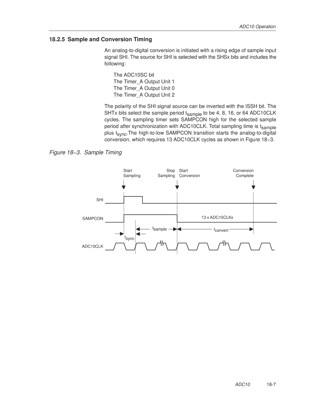 Texas Instruments MSP430x1xx manual 3. Sample Timing 