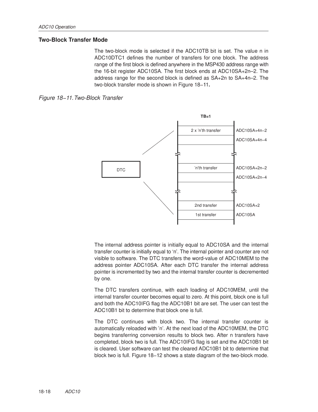 Texas Instruments MSP430x1xx manual Two-Block Transfer Mode, 11.Two-Block Transfer 