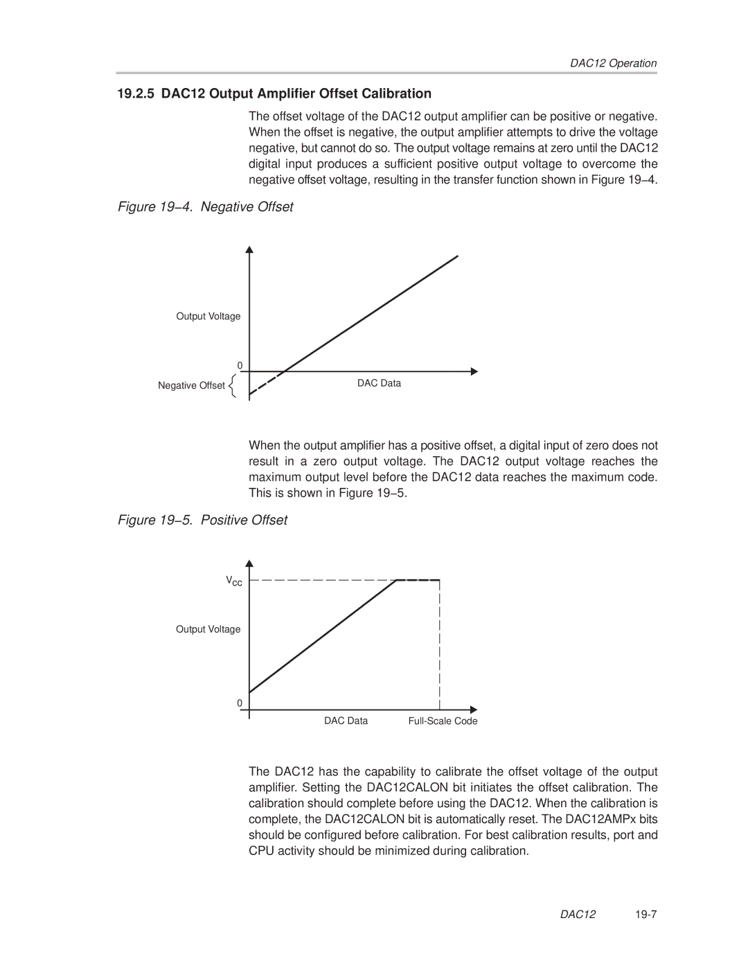 Texas Instruments MSP430x1xx manual 19.2.5 DAC12 Output Amplifier Offset Calibration, 4. Negative Offset 