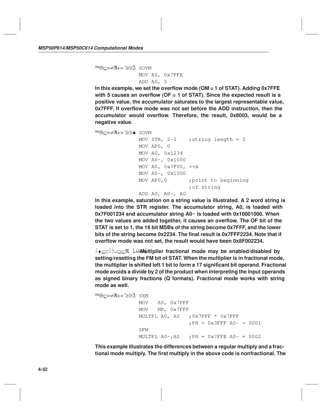 Texas Instruments MSP50C614 manual Example 4.6.1 Sovm, Example 4.6.2 Sovm, Example 4.6.1 SXM 