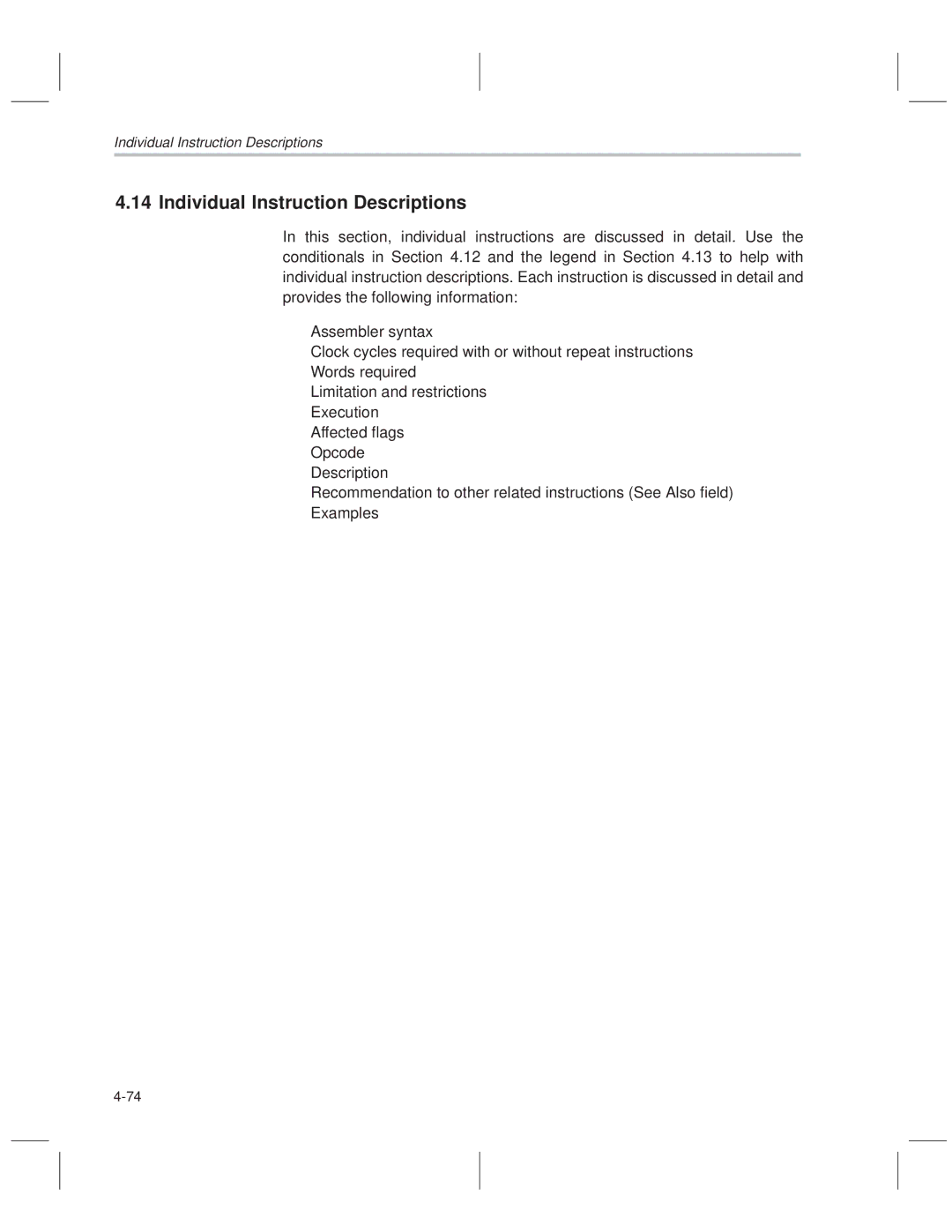 Texas Instruments MSP50C614 manual Individual Instruction Descriptions 