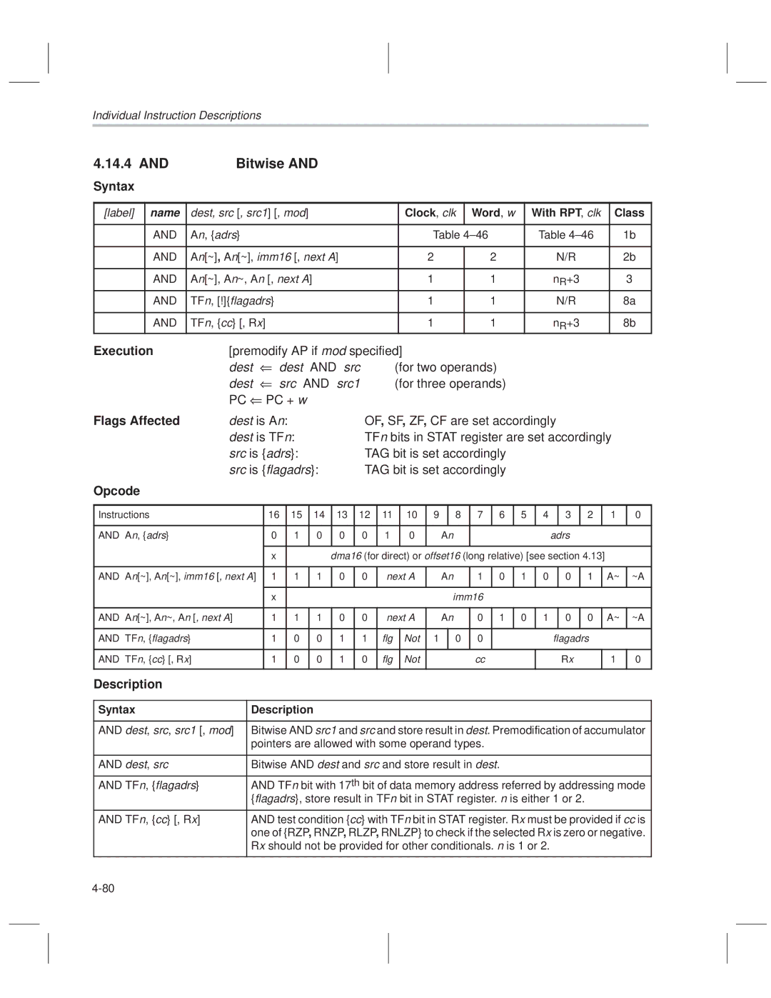 Texas Instruments MSP50C614 manual Bitwise 