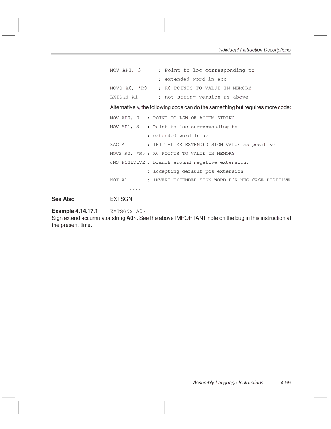 Texas Instruments MSP50C614 manual Extsgn 